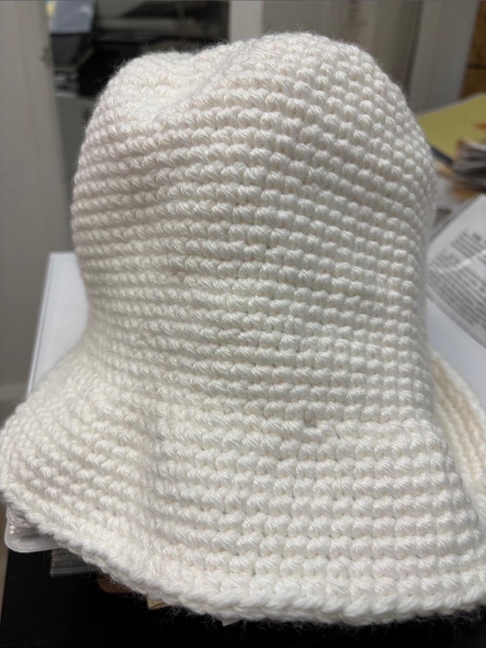 Women’s Crochet Cream Bucket Hat — Soft Knit Sun Hat
